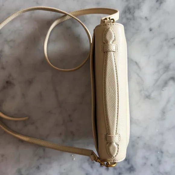 Quince Italian Leather Wallet Crossbody Purse Cream Minimalist Handbag - Picture 6 of 11